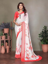 White Dull Moss Floral Printed Saree-WHTBTY1002